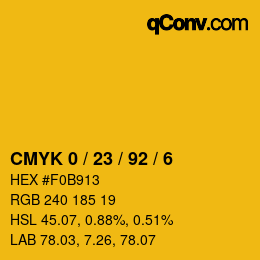 カラーコード: CMYK 0 / 23 / 92 / 6 | qconv.com
