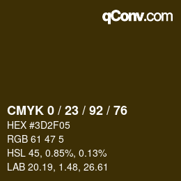 カラーコード: CMYK 0 / 23 / 92 / 76 | qconv.com