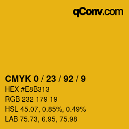 Farbcode: CMYK 0 / 23 / 92 / 9 | qconv.com