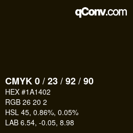 カラーコード: CMYK 0 / 23 / 92 / 90 | qconv.com