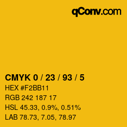 Color code: CMYK 0 / 23 / 93 / 5 | qconv.com