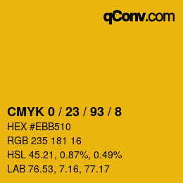 カラーコード: CMYK 0 / 23 / 93 / 8 | qconv.com