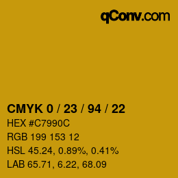 Color code: CMYK 0 / 23 / 94 / 22 | qconv.com