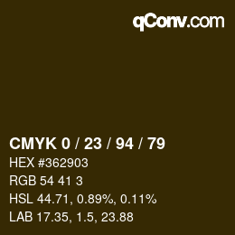 カラーコード: CMYK 0 / 23 / 94 / 79 | qconv.com