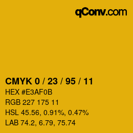 Color code: CMYK 0 / 23 / 95 / 11 | qconv.com