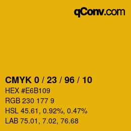 カラーコード: CMYK 0 / 23 / 96 / 10 | qconv.com