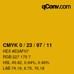 Color code: CMYK 0 / 23 / 97 / 11 | qconv.com