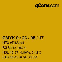 Color code: CMYK 0 / 23 / 98 / 17 | qconv.com