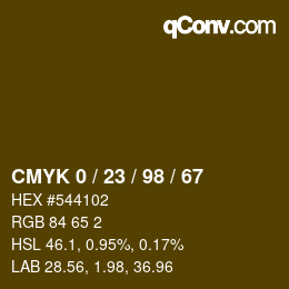 カラーコード: CMYK 0 / 23 / 98 / 67 | qconv.com