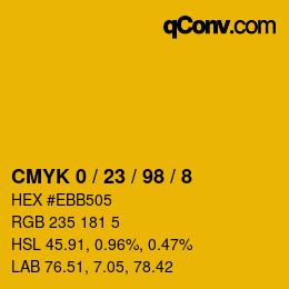 カラーコード: CMYK 0 / 23 / 98 / 8 | qconv.com