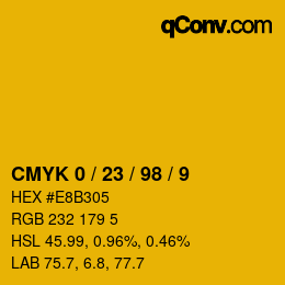 カラーコード: CMYK 0 / 23 / 98 / 9 | qconv.com