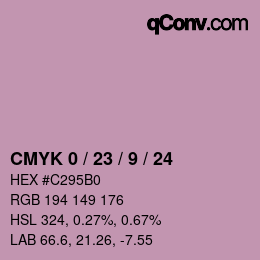 カラーコード: CMYK 0 / 23 / 9 / 24 | qconv.com