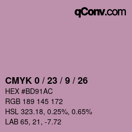 カラーコード: CMYK 0 / 23 / 9 / 26 | qconv.com