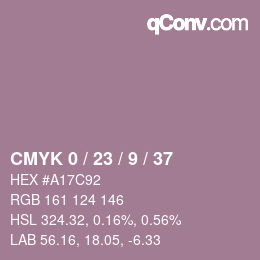 カラーコード: CMYK 0 / 23 / 9 / 37 | qconv.com