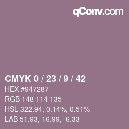 颜色代码: CMYK 0 / 23 / 9 / 42 | qconv.com
