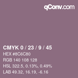 Color code: CMYK 0 / 23 / 9 / 45 | qconv.com