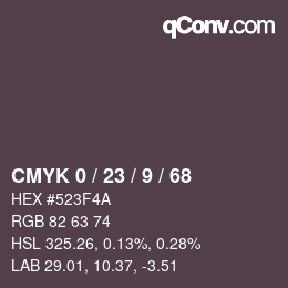 カラーコード: CMYK 0 / 23 / 9 / 68 | qconv.com