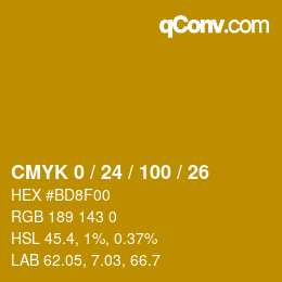 Color code: CMYK 0 / 24 / 100 / 26 | qconv.com
