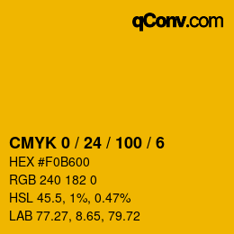 Color code: CMYK 0 / 24 / 100 / 6 | qconv.com
