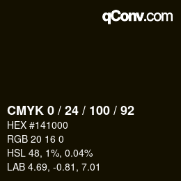 カラーコード: CMYK 0 / 24 / 100 / 92 | qconv.com
