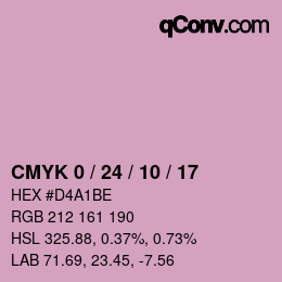 カラーコード: CMYK 0 / 24 / 10 / 17 | qconv.com