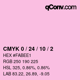 カラーコード: CMYK 0 / 24 / 10 / 2 | qconv.com