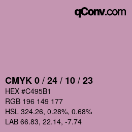 カラーコード: CMYK 0 / 24 / 10 / 23 | qconv.com
