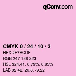 カラーコード: CMYK 0 / 24 / 10 / 3 | qconv.com