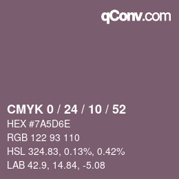 カラーコード: CMYK 0 / 24 / 10 / 52 | qconv.com