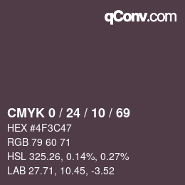 颜色代码: CMYK 0 / 24 / 10 / 69 | qconv.com