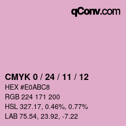 カラーコード: CMYK 0 / 24 / 11 / 12 | qconv.com