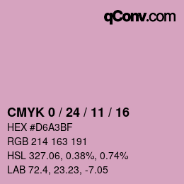 カラーコード: CMYK 0 / 24 / 11 / 16 | qconv.com