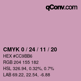 カラーコード: CMYK 0 / 24 / 11 / 20 | qconv.com