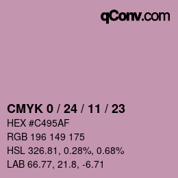 カラーコード: CMYK 0 / 24 / 11 / 23 | qconv.com