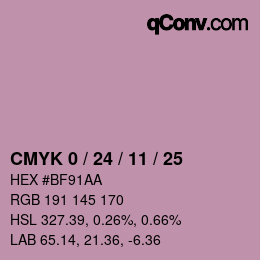 カラーコード: CMYK 0 / 24 / 11 / 25 | qconv.com