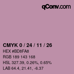カラーコード: CMYK 0 / 24 / 11 / 26 | qconv.com