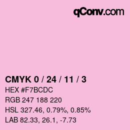 カラーコード: CMYK 0 / 24 / 11 / 3 | qconv.com