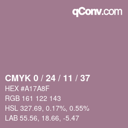 カラーコード: CMYK 0 / 24 / 11 / 37 | qconv.com