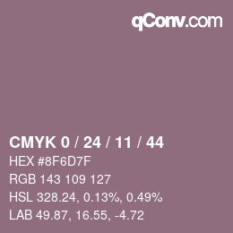 カラーコード: CMYK 0 / 24 / 11 / 44 | qconv.com