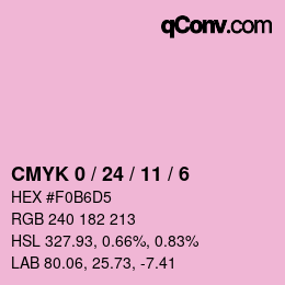 カラーコード: CMYK 0 / 24 / 11 / 6 | qconv.com