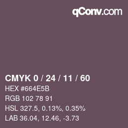 カラーコード: CMYK 0 / 24 / 11 / 60 | qconv.com