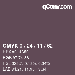 カラーコード: CMYK 0 / 24 / 11 / 62 | qconv.com