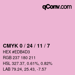 カラーコード: CMYK 0 / 24 / 11 / 7 | qconv.com