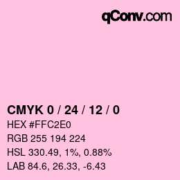 カラーコード: CMYK 0 / 24 / 12 / 0 | qconv.com