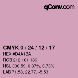 カラーコード: CMYK 0 / 24 / 12 / 17 | qconv.com