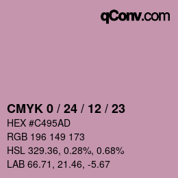 颜色代码: CMYK 0 / 24 / 12 / 23 | qconv.com