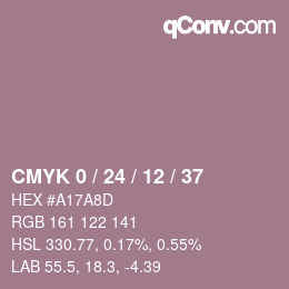 カラーコード: CMYK 0 / 24 / 12 / 37 | qconv.com