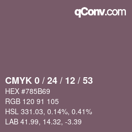 Color code: CMYK 0 / 24 / 12 / 53 | qconv.com