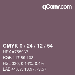 カラーコード: CMYK 0 / 24 / 12 / 54 | qconv.com