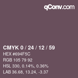 カラーコード: CMYK 0 / 24 / 12 / 59 | qconv.com